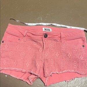Mudd Coral Lace Trim Shorts